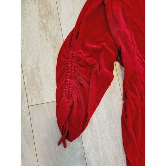 Chico's Travelers 3 Open Sleeve Slinky Top Red Rouched 3/4 Sleeves Stretch - Picture 6 of 6